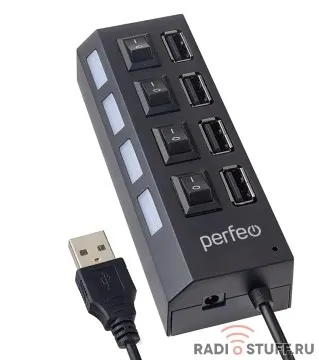 Perfeo USB-HUB 4 Port, (PF-H030 Black) чёрный