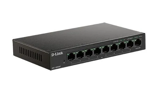 D-Link DES-1009MP/A1A Неуправляемый коммутатор с 8 портами 10/100Base-TX и 1 портом 10/100/1000Base-T (8 портов РоЕ 802.3af/at, PoE-бюджет 117 Вт)
