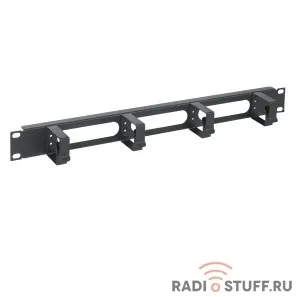Кабельный органайзер 19", 1U, 4 кольца, черный, ITK