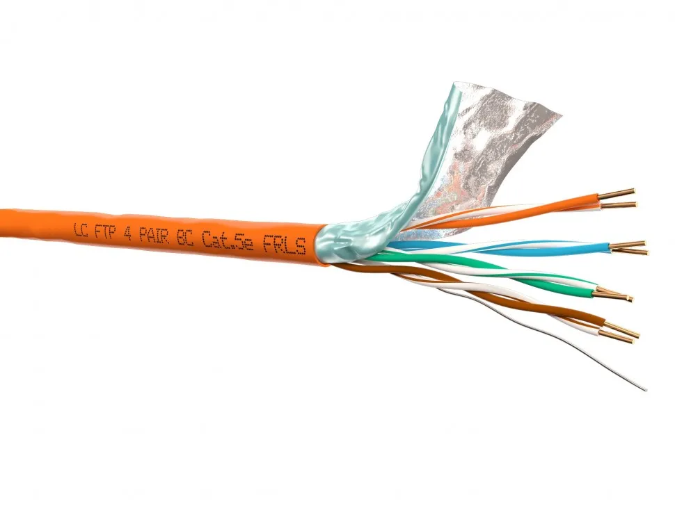 Кабель LC FTP4 cat.5е, одножильный, 305м, Cu, FRLS (Flame retardant low smoke) - малодымный, не поддерживающий горение, оранжевый
