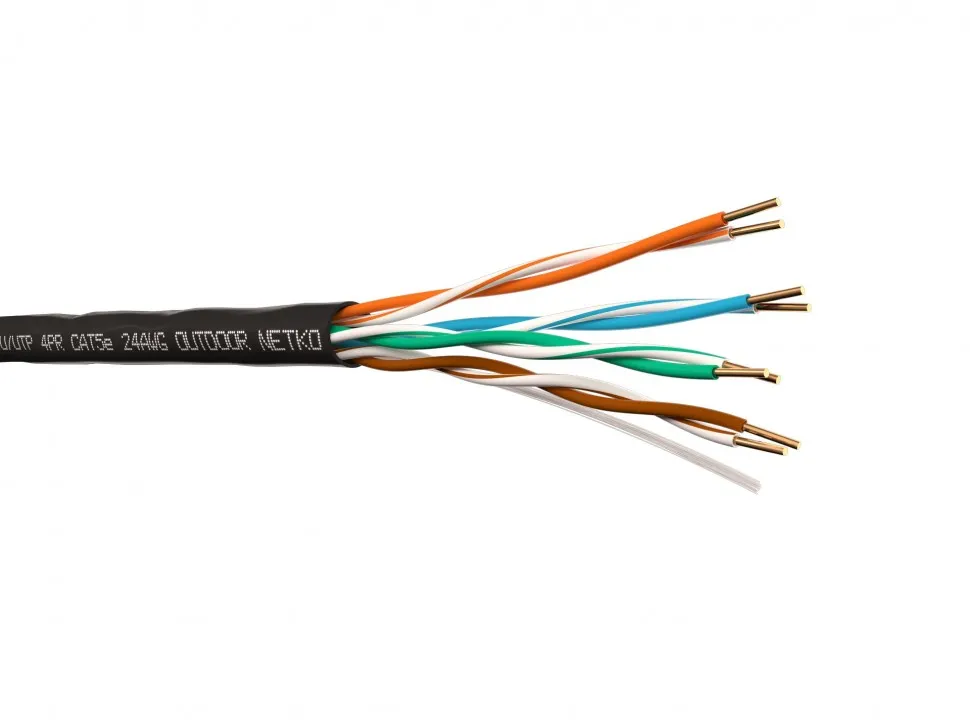 Кабель U/UTP4 cat.5e, 4 пары 24 AWG BC, одножильный, не экранированный, на катушке,  305м, для наружных работ, FLUKE TEST, NETKO Expert