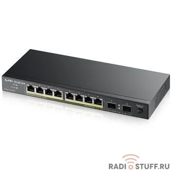 ZYXEL GS1100-10HP-EU0101F PoE+ коммутатор  GS1100-10HP, 8xGE PoE+, 2xSFP, настольный, бесшумный, бюджет PoE 130 Вт