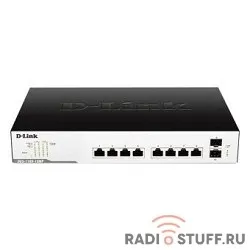 D-Link DGS-1100-10MP/C1A Настраиваемый коммутатор EasySmart с 8 портами 10/100/1000Base-T и 2 портами 1000Base-X SFP (8 портов с поддержкой PoE 802.3af/802.3at (30 Вт), PoE-бюджет 130 Вт)