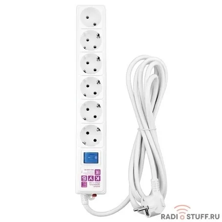Фильтр-удл. PC 5м 6р, бел. 16А/3,5кВт