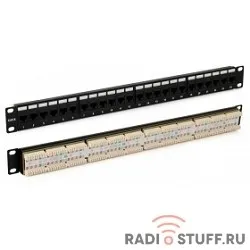 Hyperline PP3-19-24-8P8C-C6-SH-110D Патч-панель 19", 1U, 24 порта RJ-45 полн. экран., категория 6, Dual IDC, ROHS, цвет черный