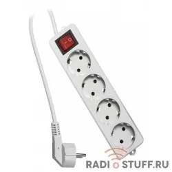 Gembird Удлинитель Гарнизон ELB-G4-W-2, 4 евророзетки с выключателем и заземлением, допустимый ток 16А, длина 2м.