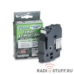 Brother TZESE4 Пленка для наклеек security tape 18мм*8м черный на белой осн.
