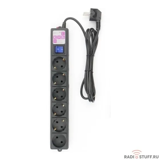 Power Cube Фильтр-удлинитель 1,9м 6 р 16А SPG6-B1,9M (21887), черный