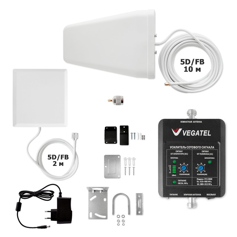 VEGATEL VT2-900E-kit (дом, LED) мощный усилитель сигнала сотовой связи для дома