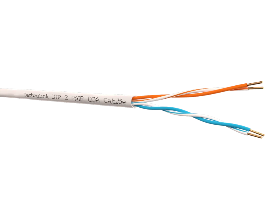 Кабель Technolink UTP2 cat.5е, одножильный, 305м, CCA, серый
