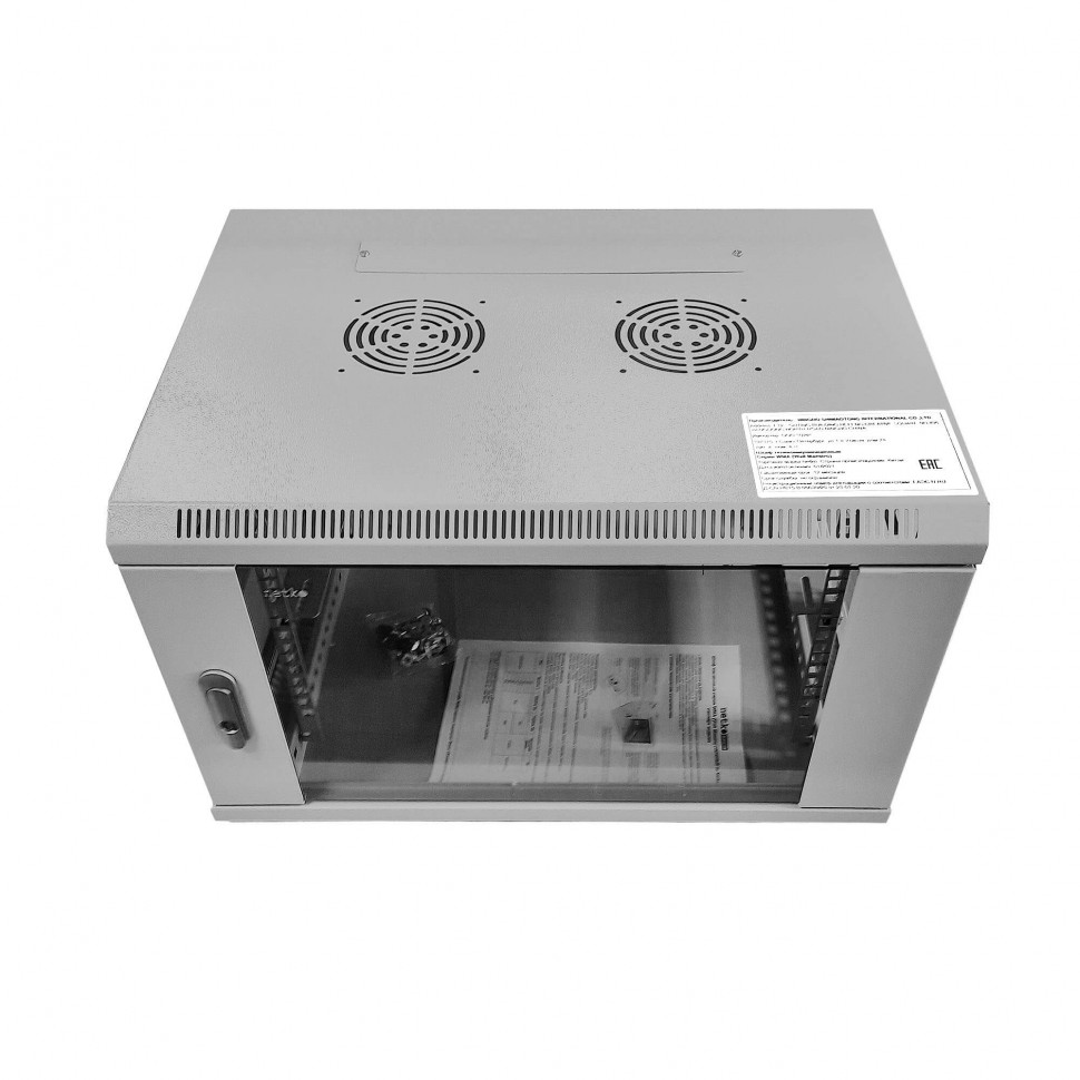 Шкаф настенный 9U серия WMA (Wall Maestro) (600х450х500), передняя дверь стекло, собранный, серый Netko  "А"