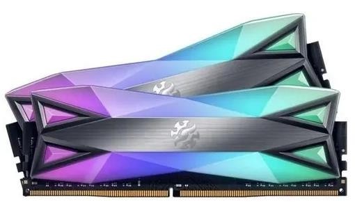 Модуль памяти ADATA XPG SPECTRIX D60G RGB DDR4 Общий объём памяти 16Гб Module capacity 8Гб Количество 2 3600 МГц Множитель частоты шины 18 1.35 В серый AX4U36008G18I-DT60