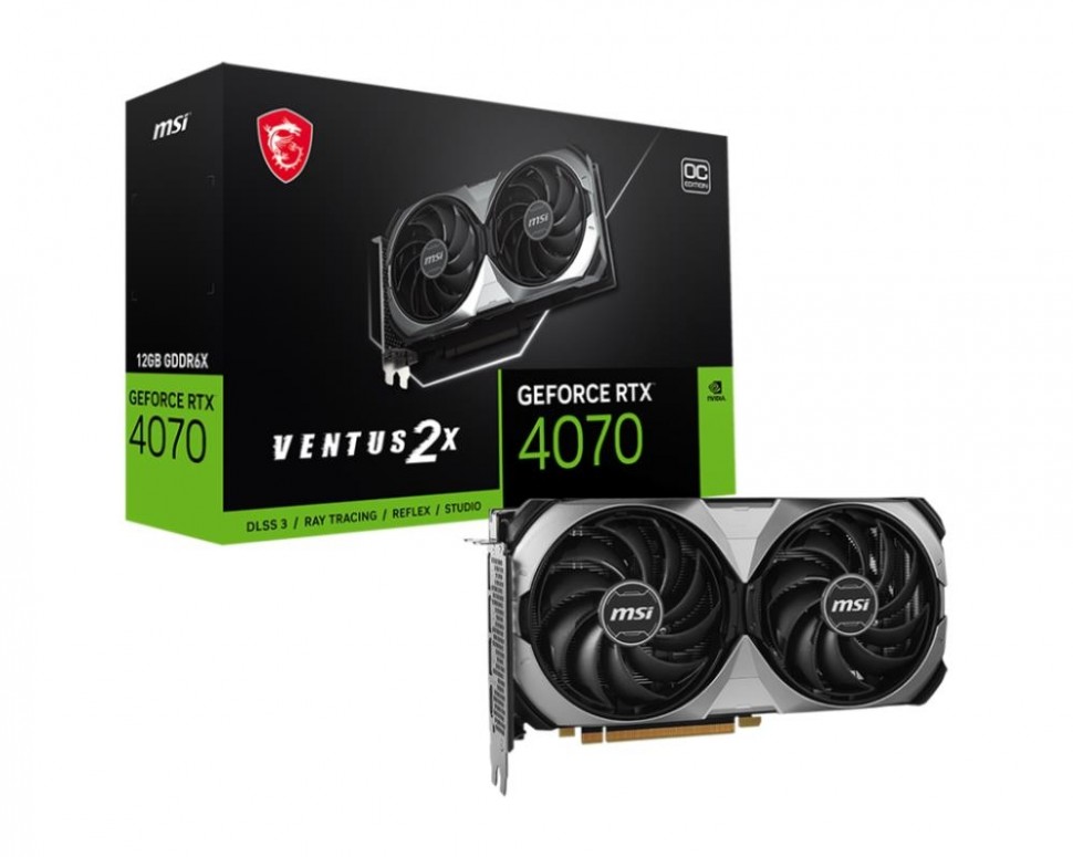 Видеокарта MSI 12 Гб GDDR6X 192 бит GPU 1920 МГц 1xВыход HDMI 3xВыход DisplayPort 4070VENTUS2XE12GOC