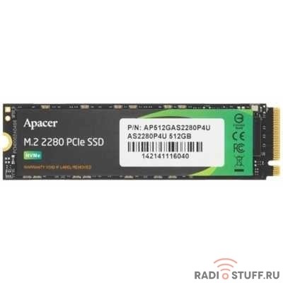 M.2 2280 512GB Apacer AS2280P4U Client SSD AP512GAS2280P4U-1 PCIe Gen3x4 with NVMe, 3500/2300, IOPS 400/600K, MTBF 1.8M, 3D NAND, DRAM-lessMB, 350TBW, 0,37DWPD, RTL (919311)