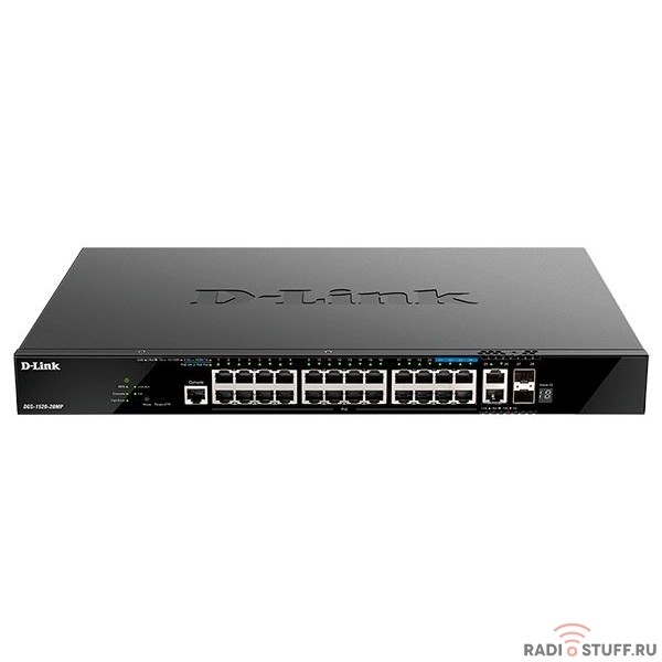 D-Link DGS-1520-28MP/A1A Управляемый L3 стекируемый коммутатор с 20 портами 10/100/1000Base-T, 4 портами 100/1000/2.5GBase-T, 2 портами 10GBase-T и 2 портами 10GBase-X SFP+ 