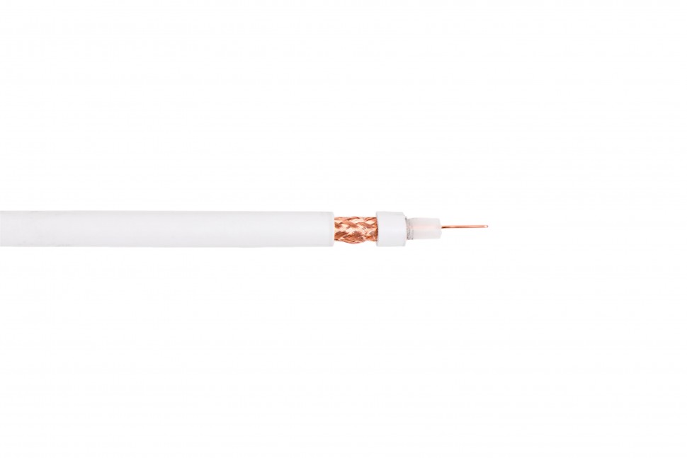 Кабель коаксиальный RG-59 B/U MIL17  экран 112%, белый, 200 м