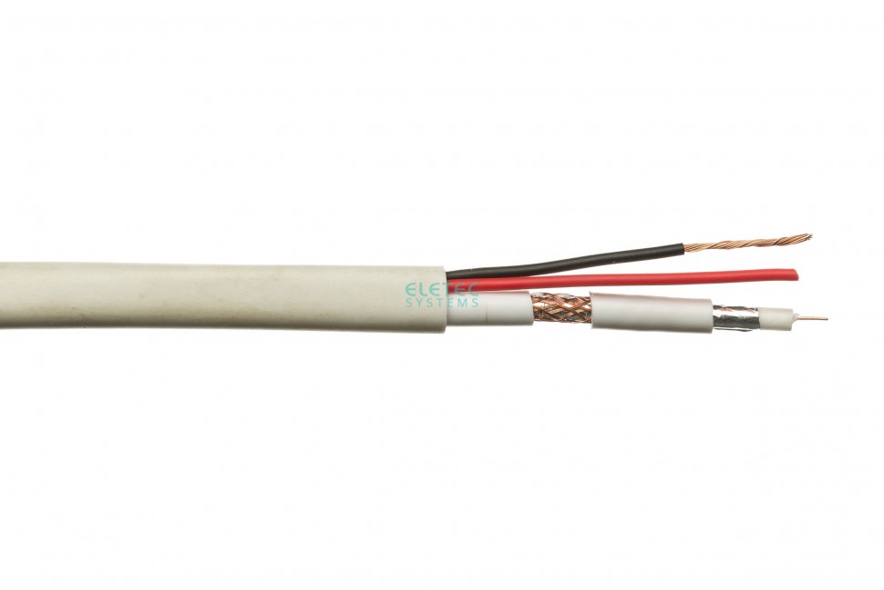 Кабель комбинированный 3C-2V+2x0.5 мм2  75 Ом, белый, 200 м