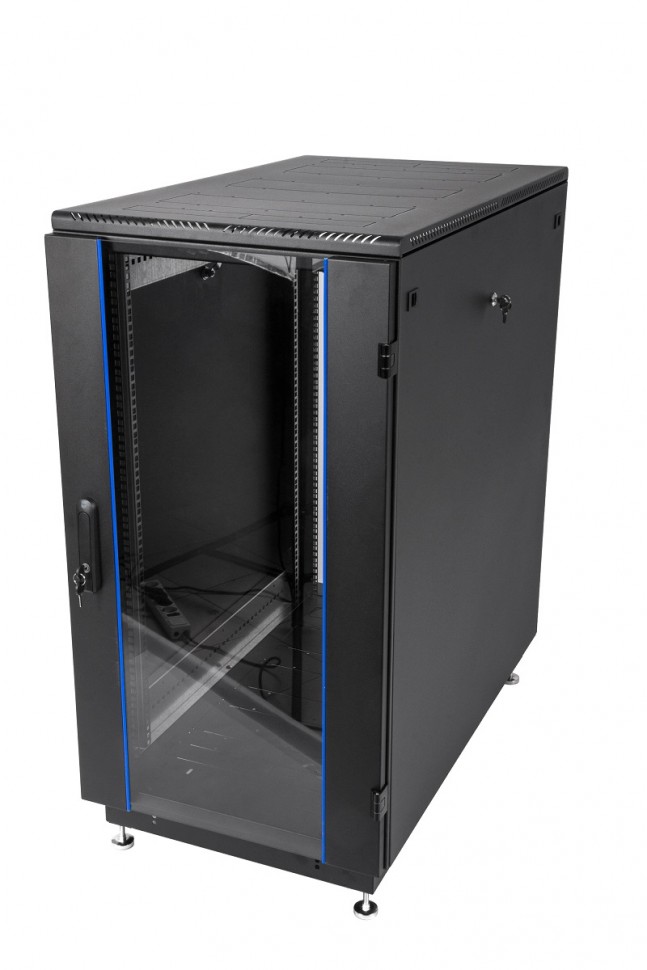 Шкаф телекоммуникационный напольный, 22U, (600x800мм), дверь стекло, чёрный, ЦМО
