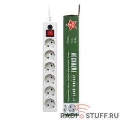 Gembird Сетевой фильтр Гарнизон EHW-6 1.8 м 6 розеток белый